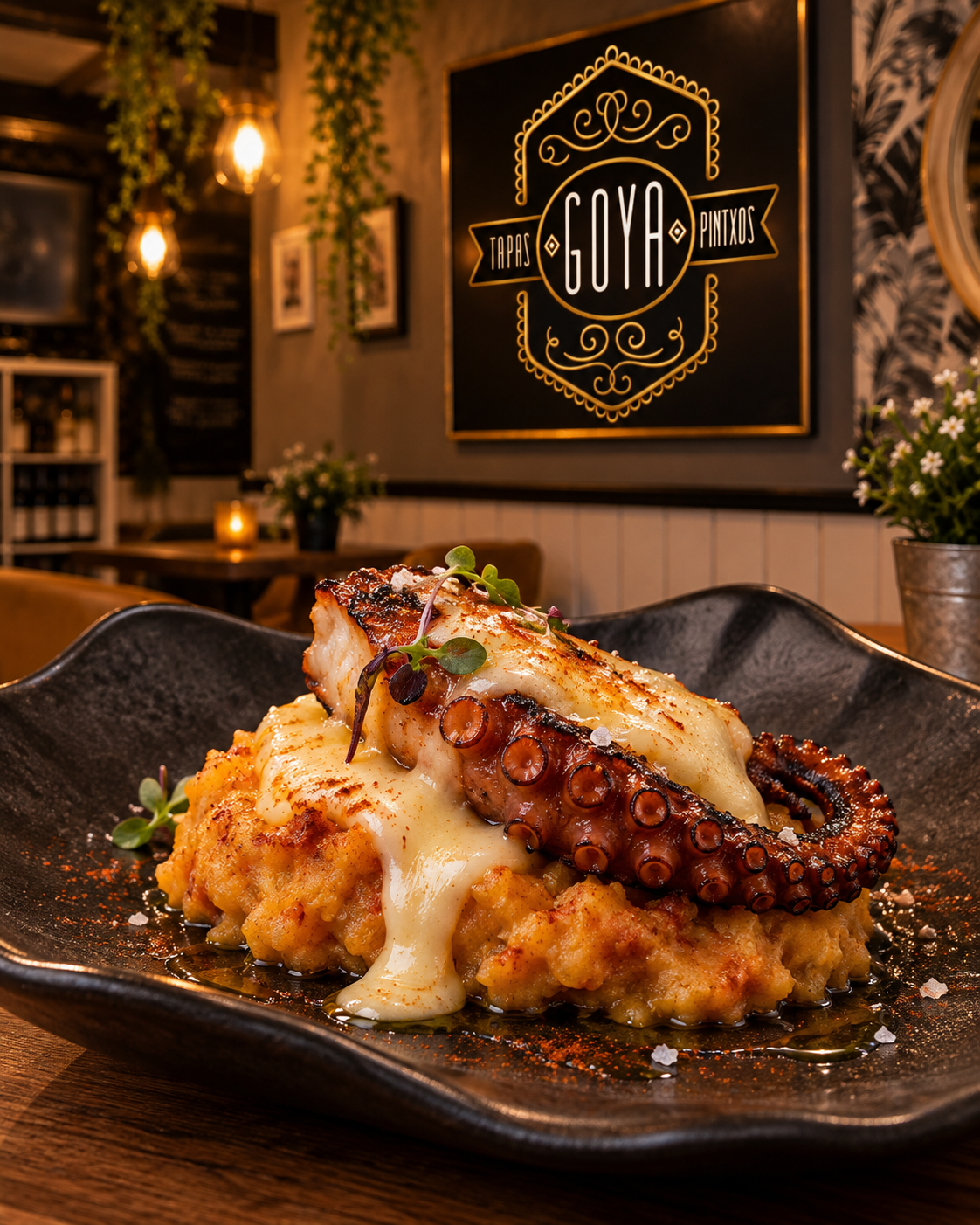 Pulpo con cremoso en Tapas y Pintxos Goya de Móstoles