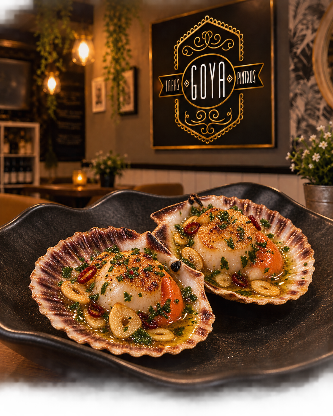 Vieiras al ajillo en Tapas y Pintxos Goya de Móstoles